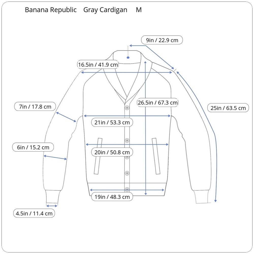 Banana Republic Gray Cotton Knit Sweater Jacket Cardigan Pockets Medium M - Picture 15 of 16